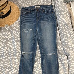 Women's Madewell High Raise Skinny Jean - Blue Distressed Jeans